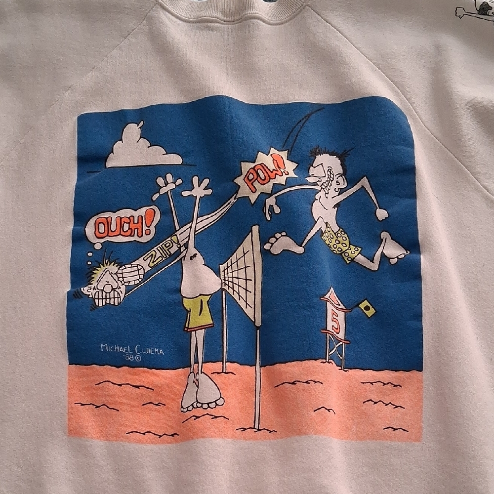 Retro White Graphic Sweatshirt - "Spike Rattle & Roll" - Picture 2 of 7
